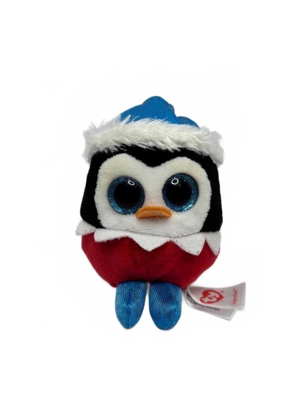 Ty Sugarplum Christmas Penguin 5” Holiday Keychain Plush Blue Hat Sparkly Eyes